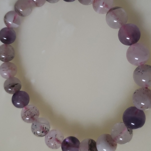 Natural Brazil Super Seven Melody Amethyst Crystal Round Beads 7mm Bracelet - Picture 2 of 4